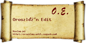 Oroszlán Edit névjegykártya